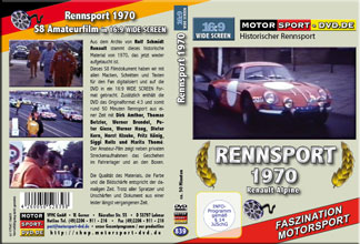 D839* Rennsport 1970 Renault Alpine in 16:9 Motorsport Rallye DVD